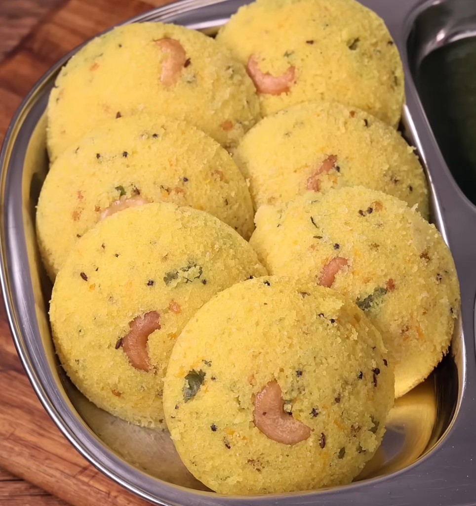 Moong dal idli with roasted cashew
